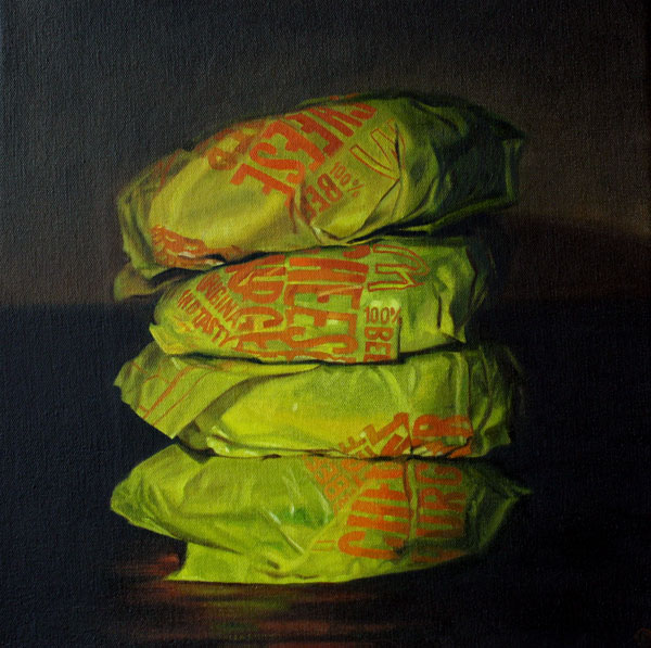 Cheeseburger stackcon - painting by Peter Tankey